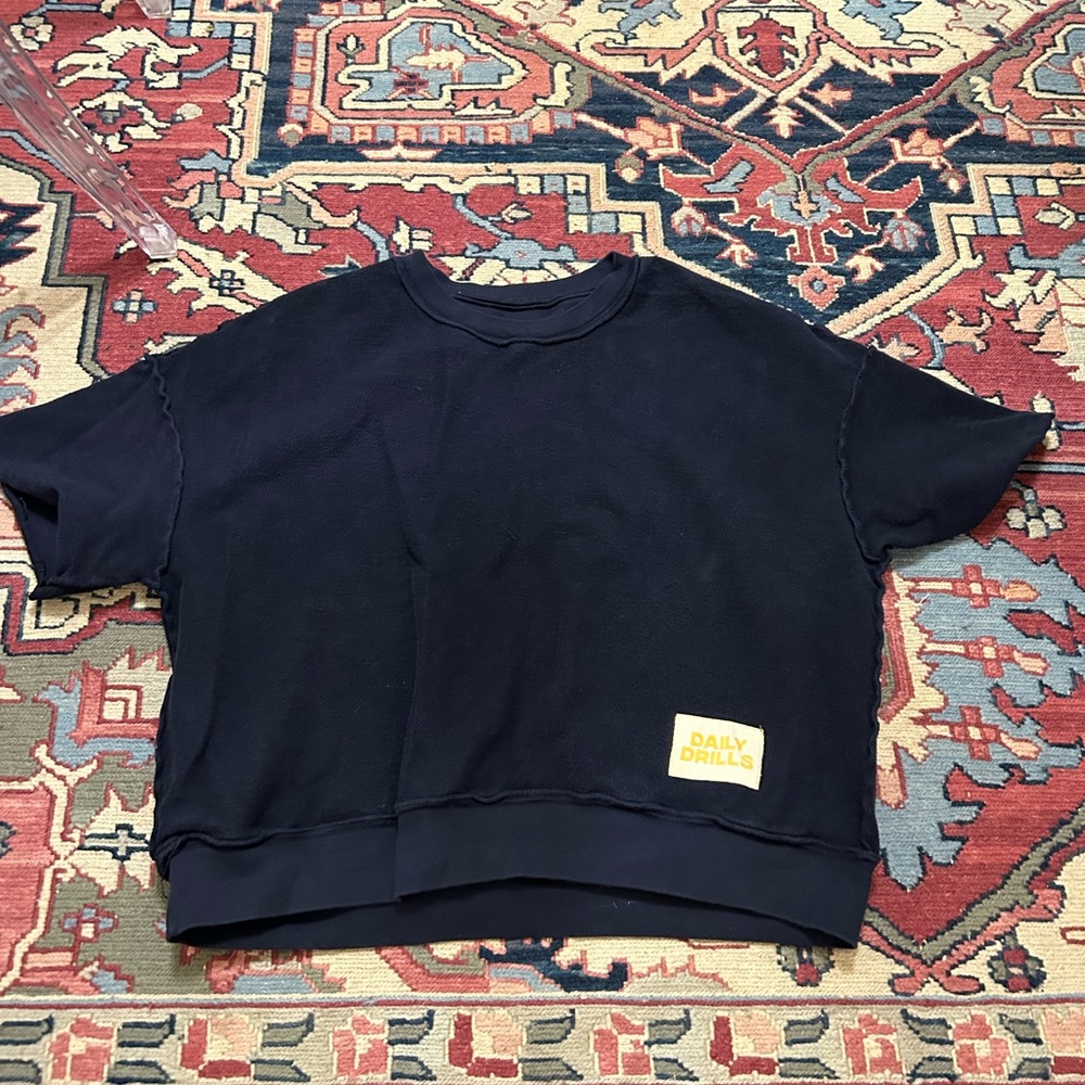 Daily Drills French Terry Cotton Reversible Cropped Sleeve Sweatshirt
